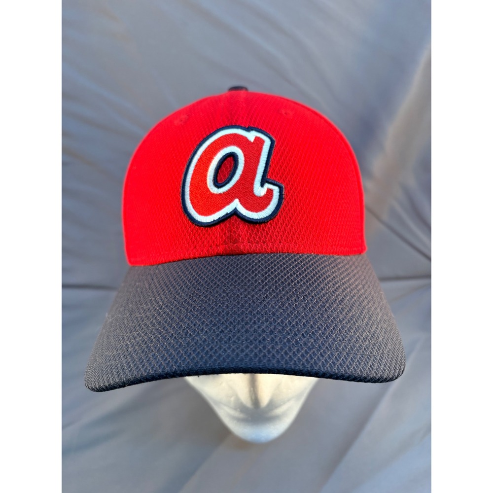 New Era Atlanta Braves 39THIRTY Stretch Fit Hat Red Navy Blue Small-Medium MLB